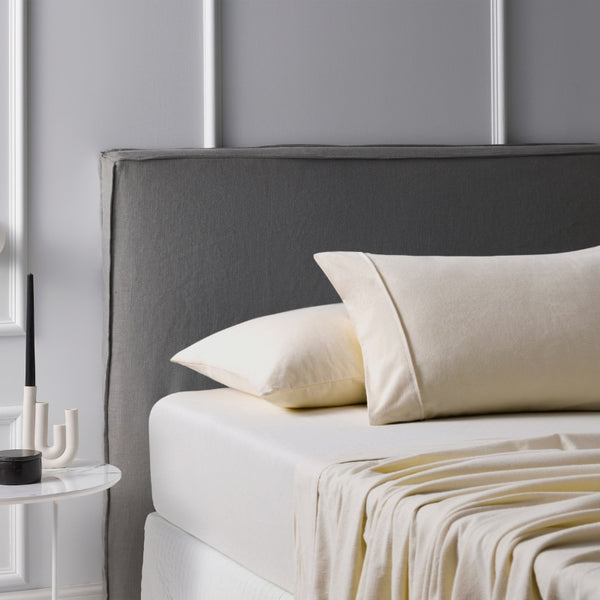 Accessorize Bedroom Collection offers ivory cotton flannelette sheets and pillowcases for a cosy and stylish winter bedroom.
