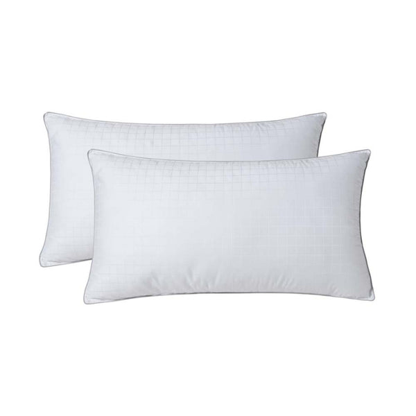 alt="Luxurious King Size Pillow with fine denier polyester fill and a 375 thread count cotton cover."