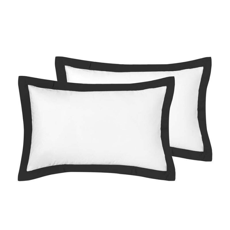 alt="Featuring hotel tailored deluxe white black standard pillowcases"