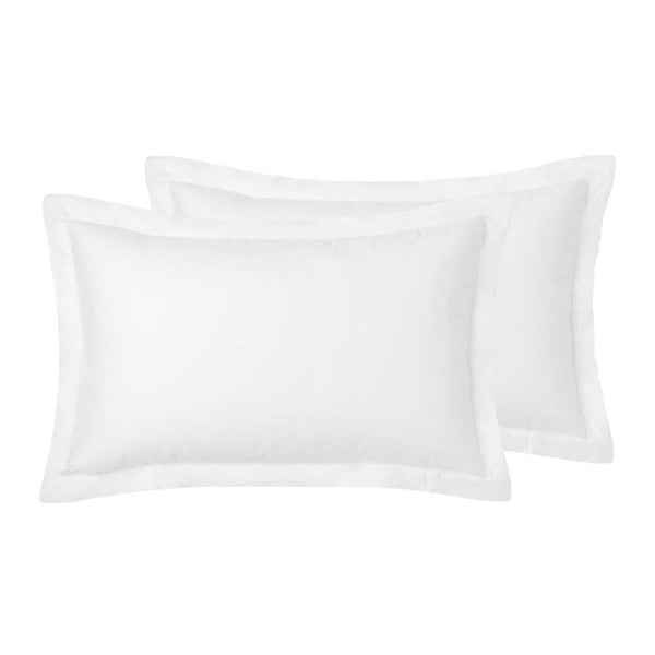 alt="Close up view of white deluxe cotton standard pillowcase"