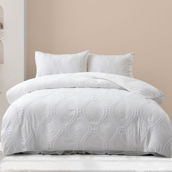 Fresh, classic white design with intricate patterns Quilt Cover Set adds sophistication to your bedroom.