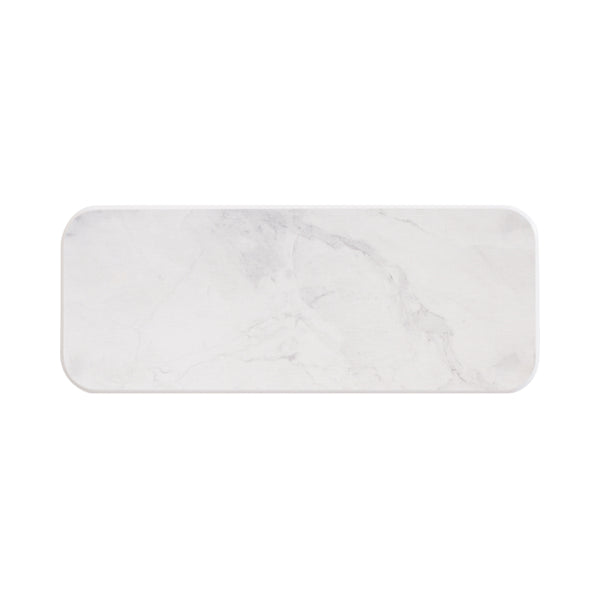 A stylish white marble rectangular stone sink mat, ideal for adding sophistication to any setting.