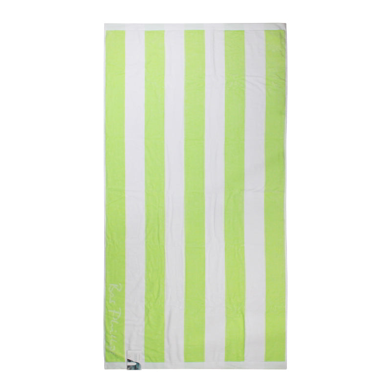 Back details of Cabana lime beach towel showcasing a soft and absorbent cotton that is ideal for seaside relaxation.