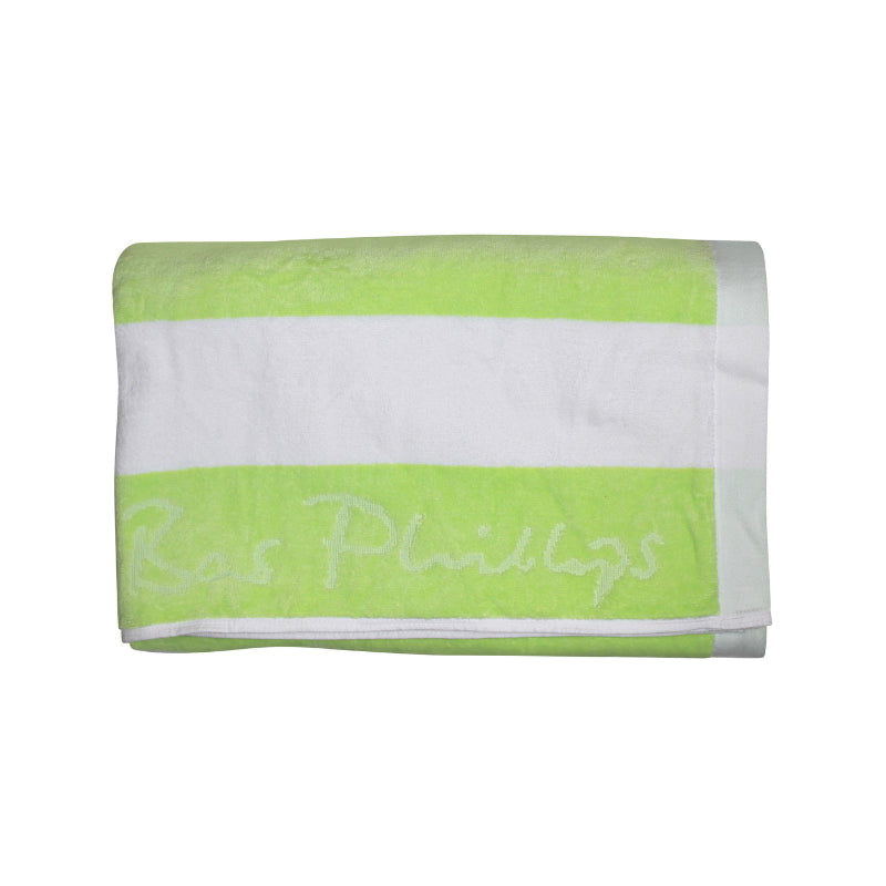 Close up details of Cabana lime beach towel showcasing a soft and absorbent cotton that is ideal for seaside relaxation.