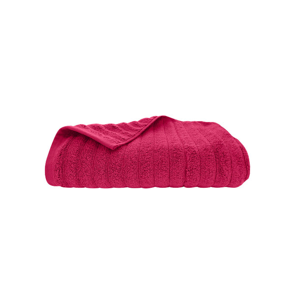 Experience luxury with the Bas Phillips Shoal Bay Ribbed Ruby Bath Towel, offering plush comfort, superior absorbency, and elegant design.