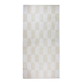 Front details of a calming beach checkerboard design towel, ideal for a tranquil beach day experience.