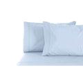 Jenny Mclean La Via  Seafoam sheet set with two pillowcases on a white background, highlighting their elegant design and high-quality cotton material for comfort.