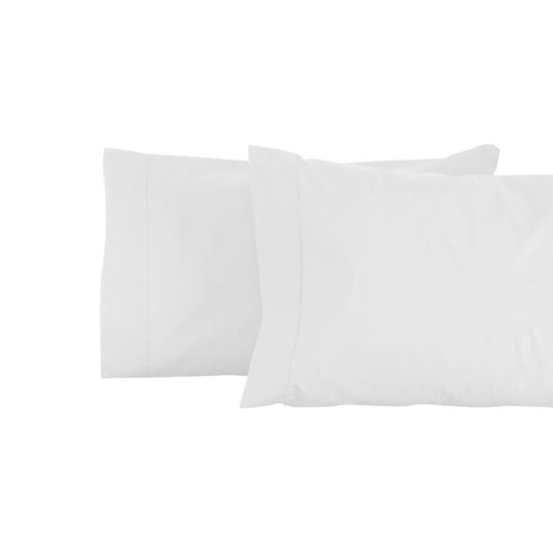 A pair of white pillows on a white backdrop, highlighting the luxurious feel and breathable fabric of the Jenny Mclean La Via King Pillowcases.