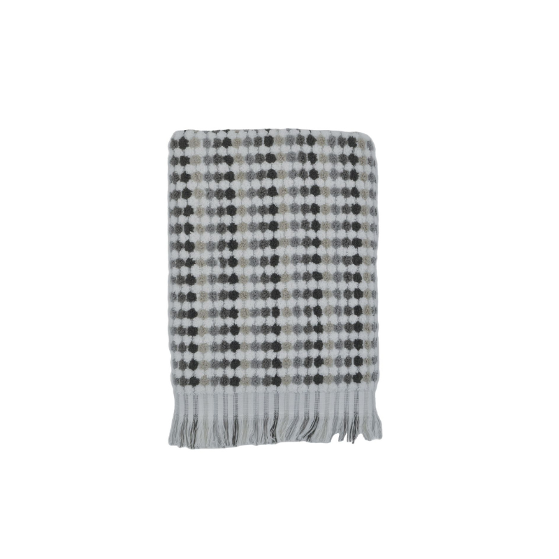 Luxurious Jenny Mclean Pom Pom Grey Bath Towel in 100% cotton, offering softness, absorbency, and elegance for your bathroom.