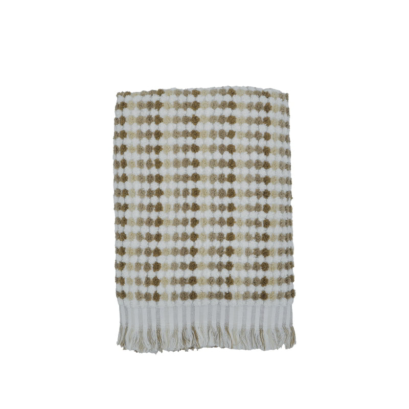 Experience the elegance of the Jenny Mclean Pom Pom Natural Bath Towel, crafted from 100% cotton for ultimate softness and absorbency.