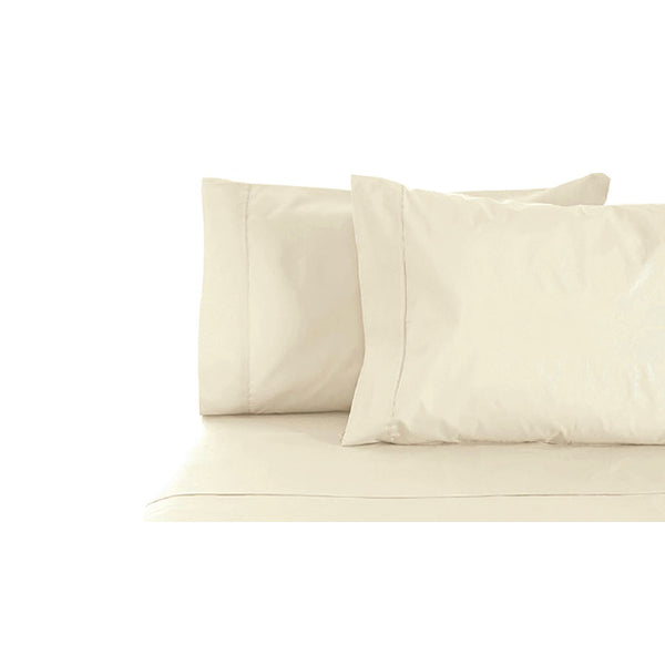 Jenny Mclean Porto Cotton Sheet Set in a soothing Vanilla colour, crafted from 400TC Porto cotton for a soft and comfortable sleeping experience.