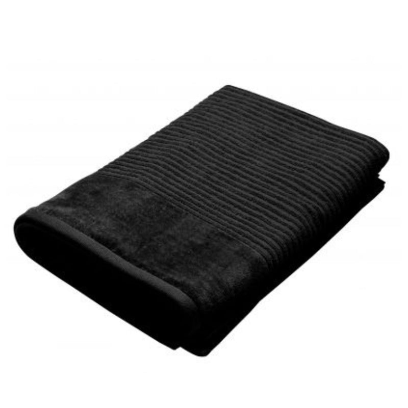 Luxurious black towel on a white backdrop, highlighting its softness and quality from the Jenny Mclean Royal Excellency pack.