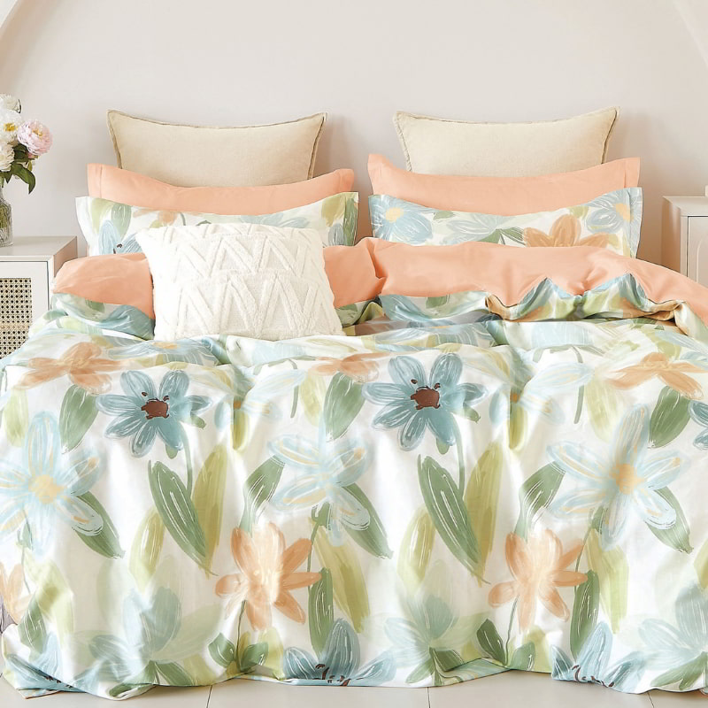 Elegant Annabella Cotton Quilt Cover Set in vibrant colours, made of 100% cotton for comfort and modern style in your bedroom.