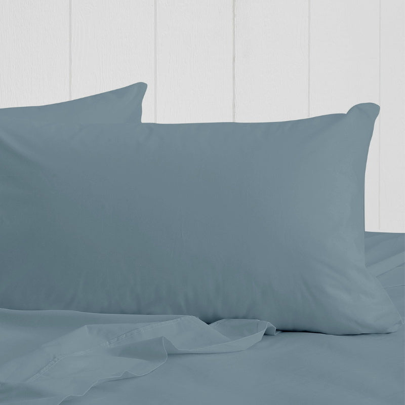 A breathe cotton standard pillowcase in mercury colour featuring its minimal, inviting softness and comfort.