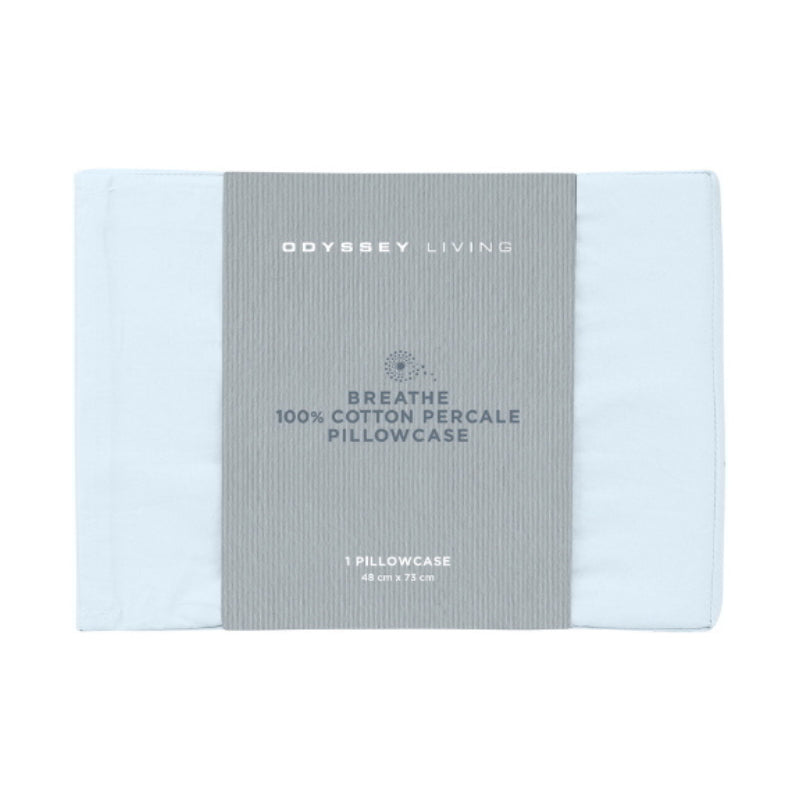 Front details of the packaging of sky breathe cotton standard pillowcase featuring its minimalist packaging design.