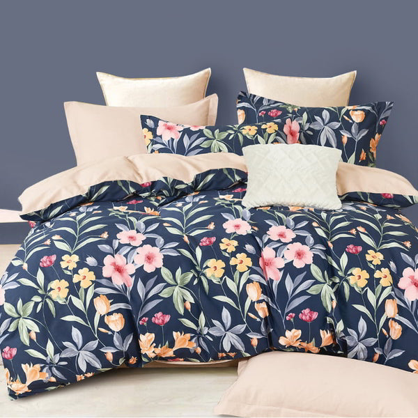 Transform your bedroom with this 100% cotton quilt cover set featuring a bright floral design for comfort and style.