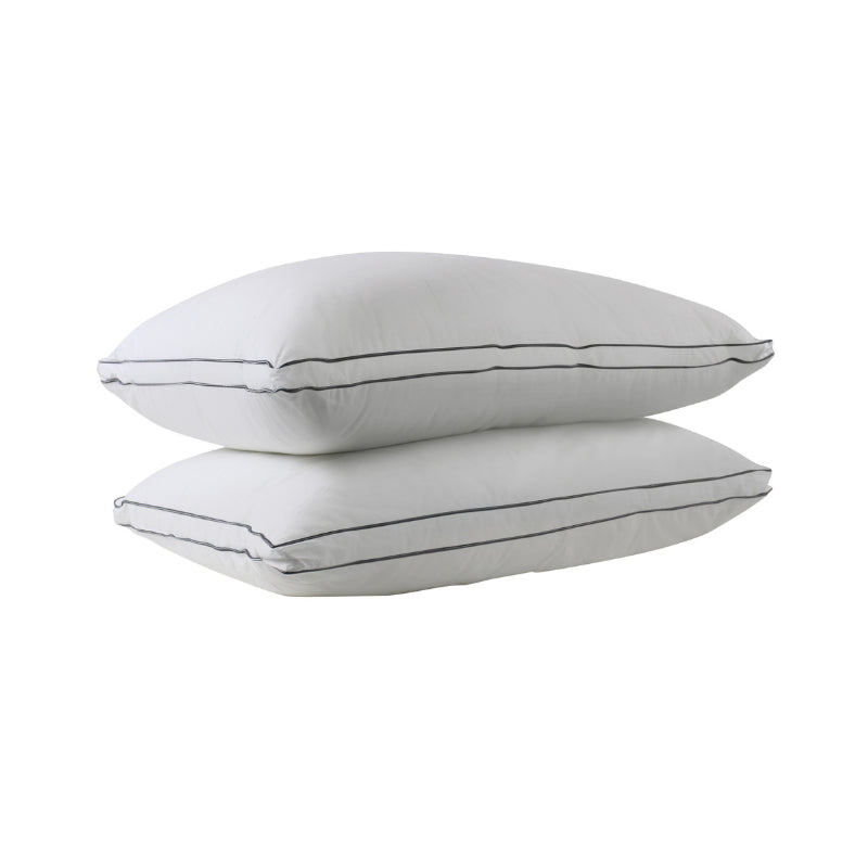 alt="Side details of a white spa luxe wellbeing standard pillow 2 pack"