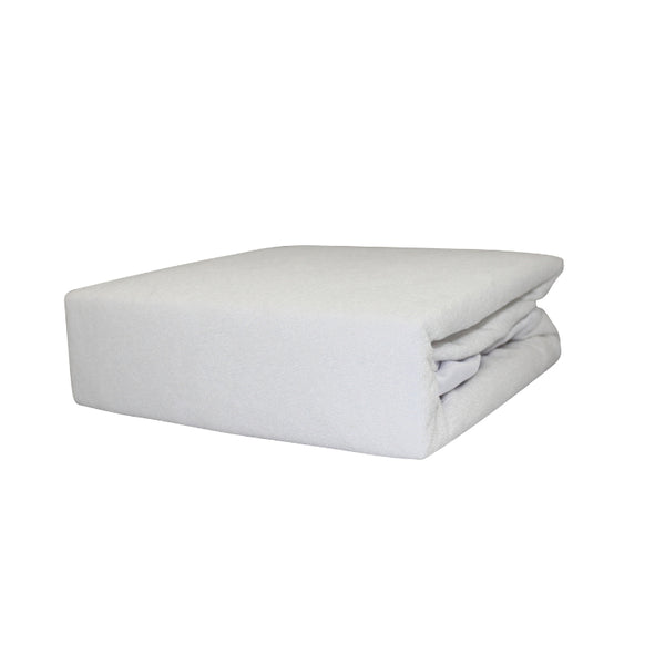 The actual photo of white plush terry mattress protector featuring its minimal and inviting softness.