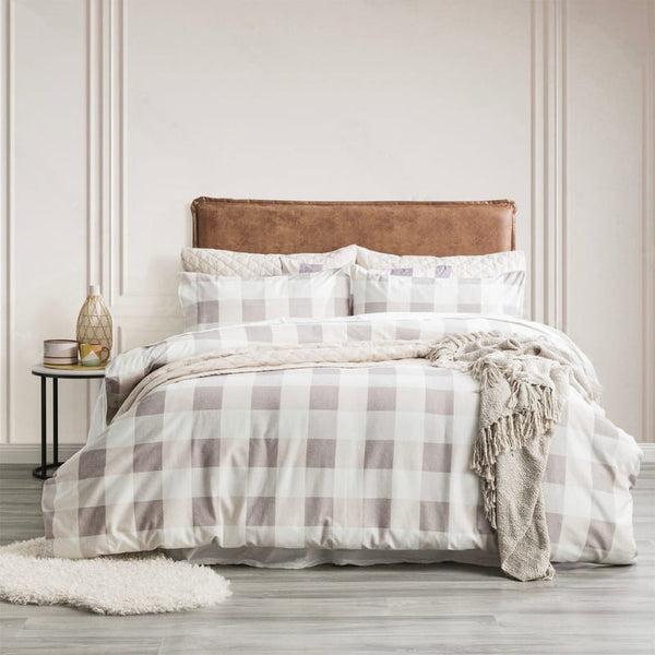 Park Avenue Buffalo Checks Egyptian Cotton Flannelette Quilt Cover Set