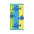 Elegant beach towel showcasing a fish pattern, designed for comfort and absorbency, perfect for poolside or beach relaxation.