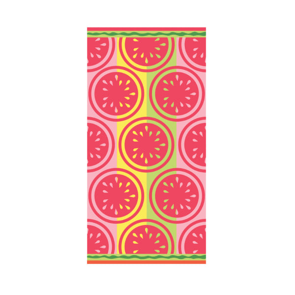 A watermelon pattern towel, embodying a stylish beach aesthetic for summer enjoyment.