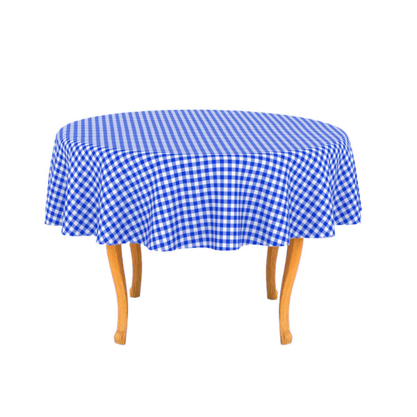 A charming blue and white checkered tablecloth, offering both style and protection for your kitchen table.