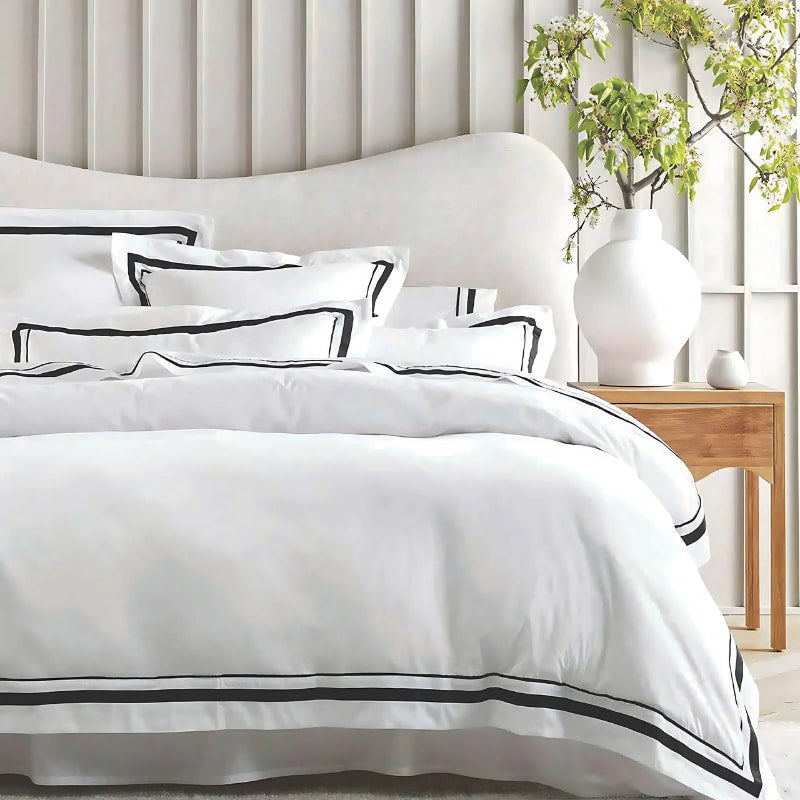 Side view of the luxurious 1000 thread count Egyptian cotton European pillowcase, combining comfort, style, and eco-friendliness for a five-star experience.