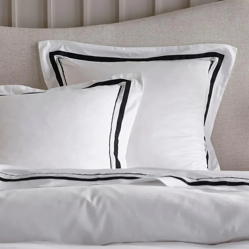 Closer look of the luxurious 1000 thread count Egyptian cotton European pillowcase, combining comfort, style, and eco-friendliness for a five-star experience.