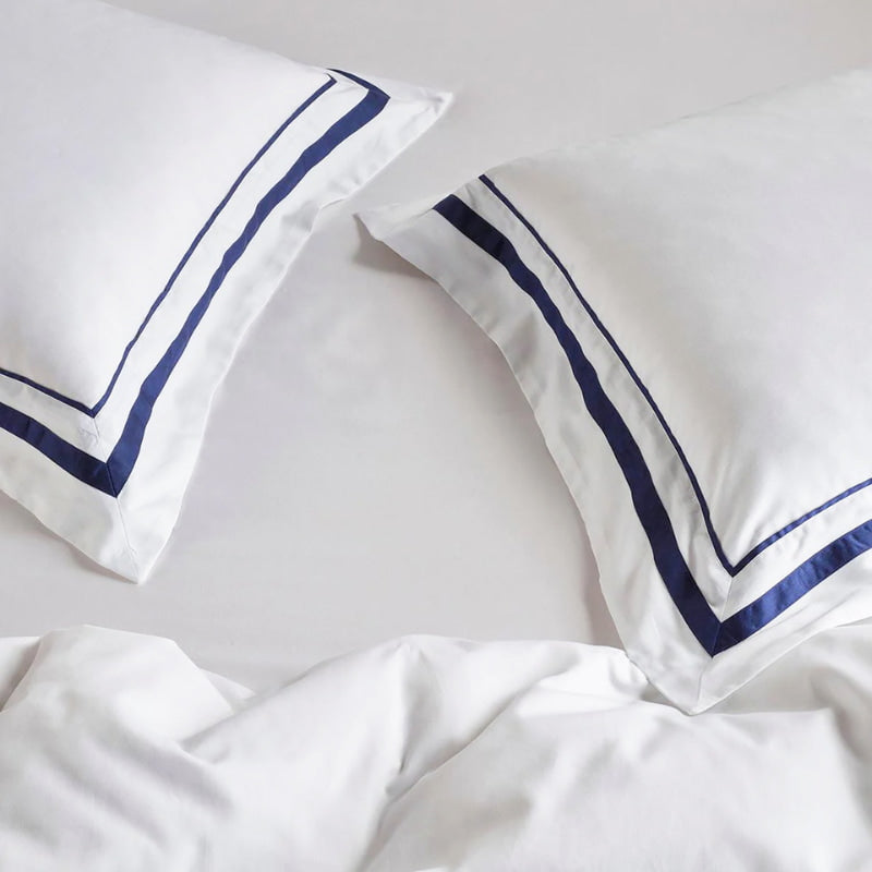 Zoom in details of the 1000 thread count Egyptian cotton European pillowcase, designed for comfort and sustainability in your bedroom.