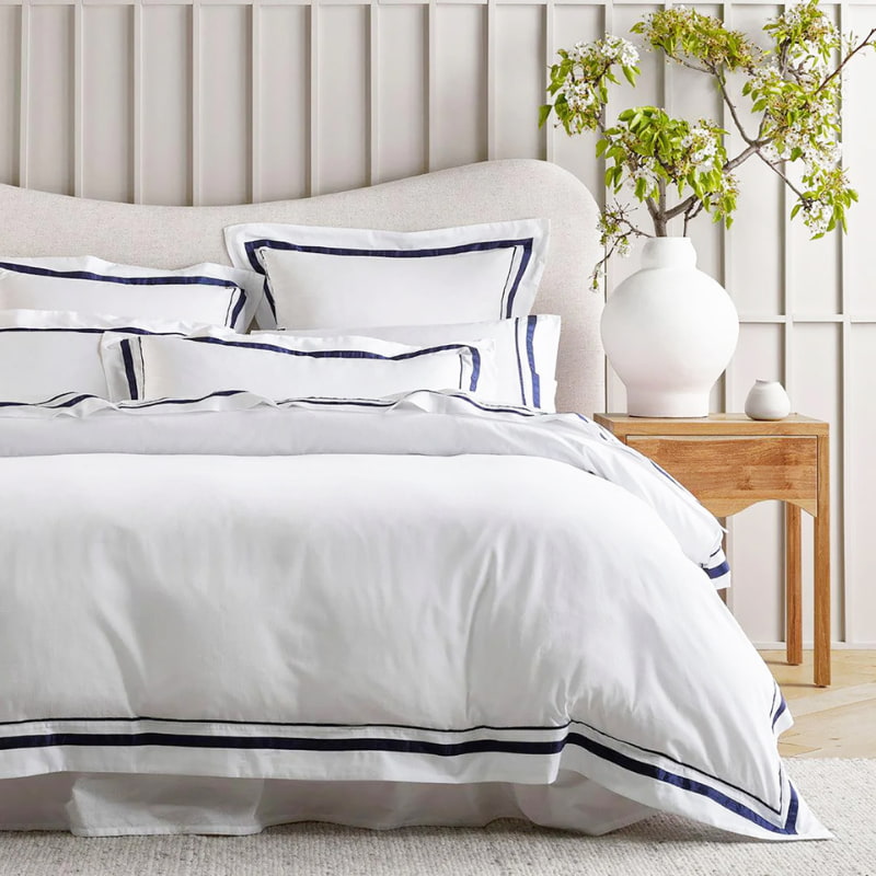 Side view of the 1000 thread count Egyptian cotton European pillowcase, designed for comfort and sustainability in your bedroom.