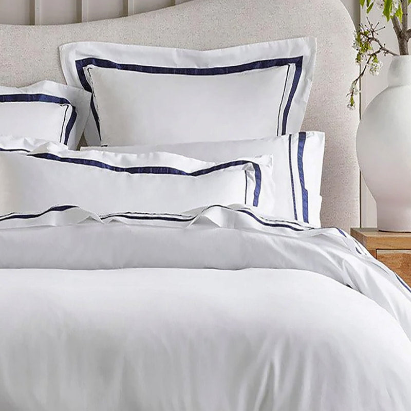 Closer look of the 1000 thread count Egyptian cotton European pillowcase, designed for comfort and sustainability in your bedroom.