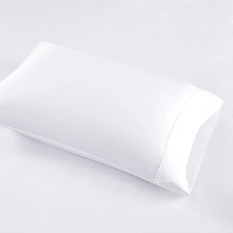 A pillow featuring the white pillowcase crafted from soft cotton and TENCEL™ Lyocell for ultimate comfort.