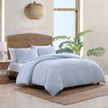 Blue quilt cover set from Tommy Bahama creates a serene oasis for your bedroom. 