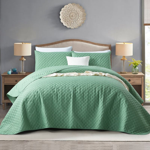 Morgan and Reid Argyle Watercress Coverlet Set