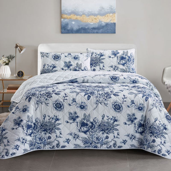 Morgan and Reid Modern Floral Coverlet Set