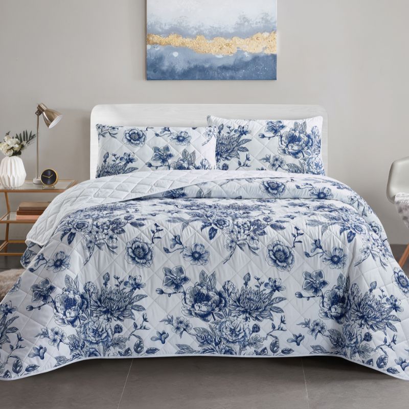 Morgan and Reid Modern Floral Coverlet Set