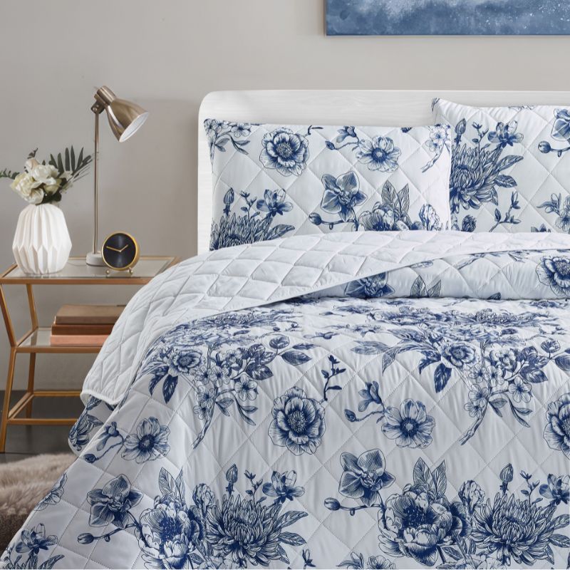 Morgan and Reid Modern Floral Coverlet Set