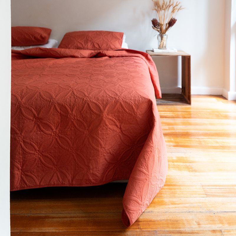 Morgan and Reid Petal Burnt Ochre Coverlet Set