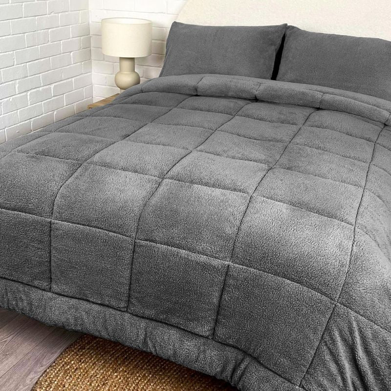 Morgan and Reid Steel Charcoal Snuggle Fleece Comforter Set | Australia