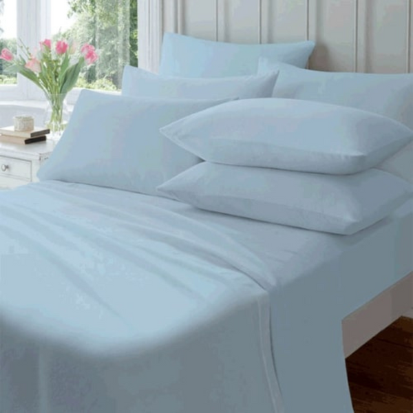 Luxurious Jenny Mclean Abrazo Flannelette Cotton Blue Sheet Set, made of 100% Egyptian cotton, offers warmth and comfort for chilly nights.