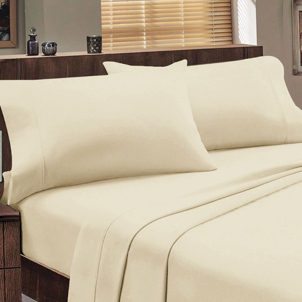 Luxurious Jenny Mclean Abrazo Flannelette Cotton Ivory Sheet Set, made of 100% Egyptian cotton, offers warmth and comfort for chilly nights.