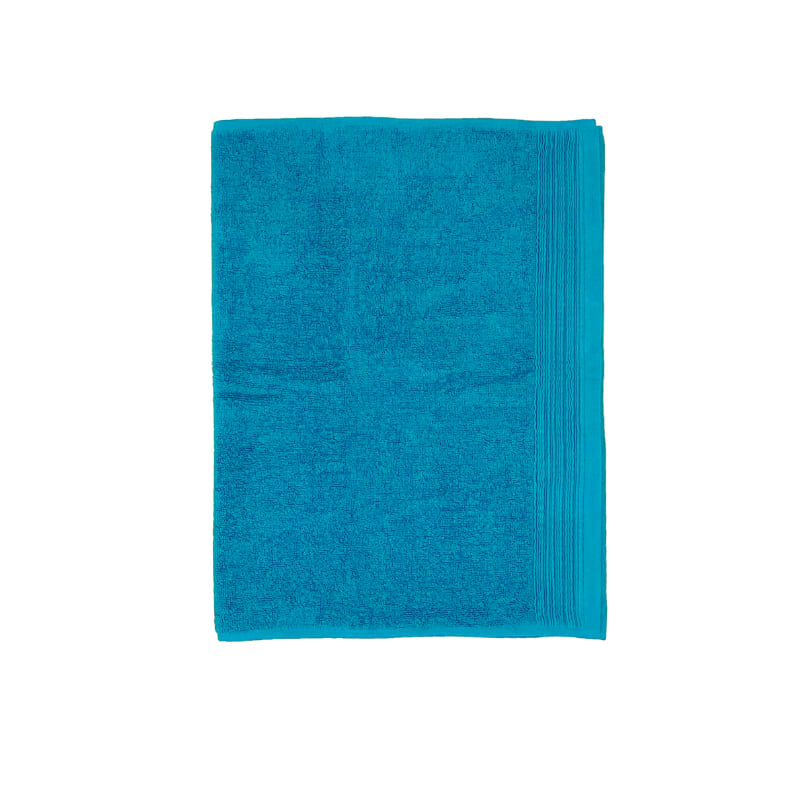 A soft aqua bath mat enhancing the calm and luxurious feel of a spa-inspired bathroom.