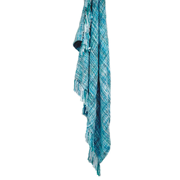 A cool pool throw rug elegantly displayed, showcasing its stylish design and cosy appeal.