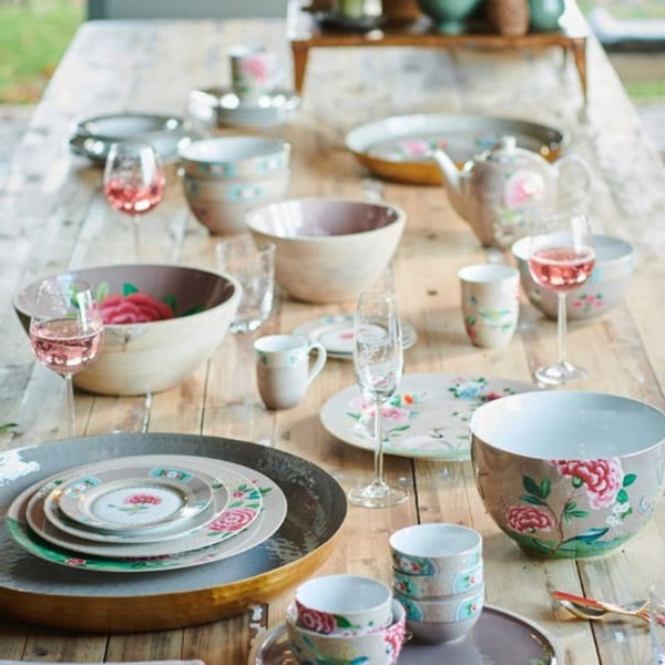 PIP Studio Blushing Birds Porcelain Khaki 280ml Tea Cup and Saucer Set of 2