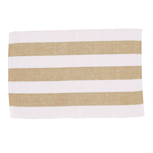 A bleach sand placemat offering stylish protection for tables and a light, airy Mediterranean ambiance.