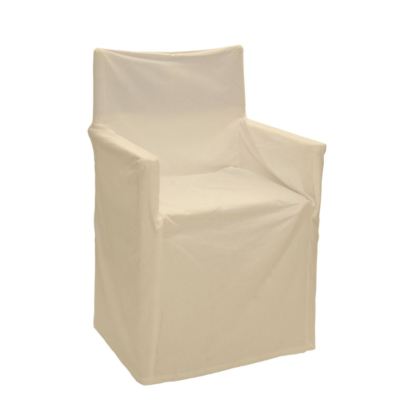 A natural cover that is designed to protect and refresh outdoor director chair while adding a touch of elegance.