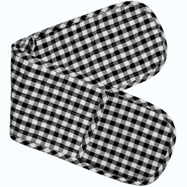 Timeless black Gingham Double Mitt in cotton, designed for baking ease and effortless cleaning, bringing warmth to your kitchen.