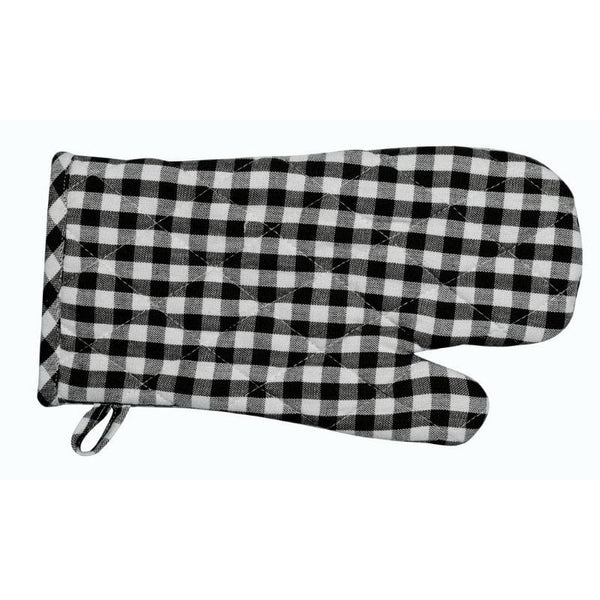 Stylish black gingham oven glove, crafted from durable cotton, ensures comfort and safety while cooking and baking.