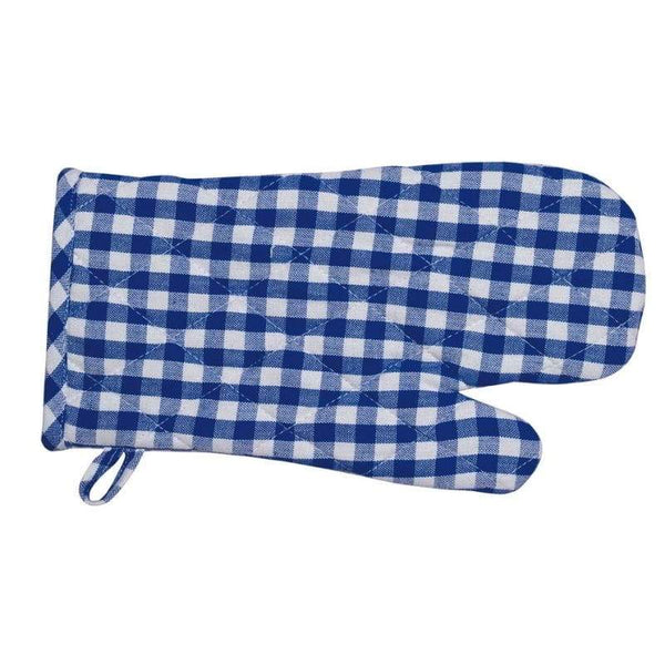 Blue gingham oven glove combines traditional design with comfort and heat protection, perfect for all your baking needs.