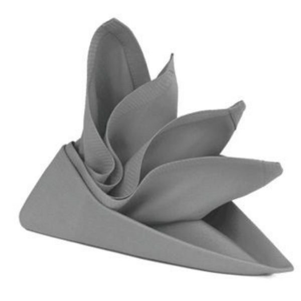 A beautifully folded charcoal napkin, crafted from premium cotton for a stylish dining experience.